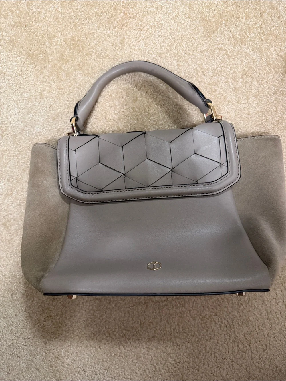 Welden Taupe Geometric Top-Handle Women's Satchel